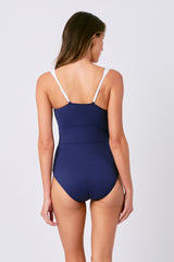 Original Bustier Balconette One Piece NAVY MONOCHROME TEXTURE