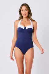 Original Bustier Balconette One Piece NAVY MONOCHROME TEXTURE