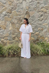 Linen Palazzo Pants WHITE
