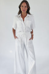 Linen Palazzo Pants WHITE