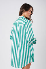 UNE PIECE-Beach Shirt Dress HAMPTONS STRIPE GREEN