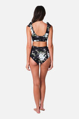 UNE PIECE-Classic Square Neck Bikini Bralette LONDON BOTANICAL BLACK