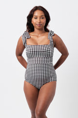 UNE PIECE-Classic Square Neck BLACK GINGHAM