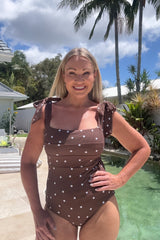 UNE PIECE-Classic Square Neck CHOCOLATE POLKA TEXTURE