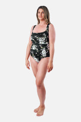 UNE PIECE-Classic Square Neck LONDON BOTANICAL BLACK