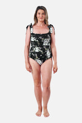 UNE PIECE-Classic Square Neck LONDON BOTANICAL BLACK