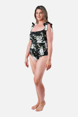 UNE PIECE-Classic Square Neck LONDON BOTANICAL BLACK