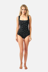 UNE PIECE-Classic Square Neck POLKA NOIR