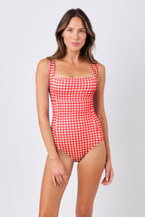 UNE PIECE-Classic Square Neck RED GINGHAM