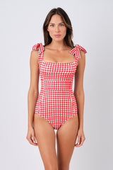 UNE PIECE-Classic Square Neck RED GINGHAM