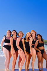 UNE PIECE-Crinkle Cut Square Neck One Piece BLACK
