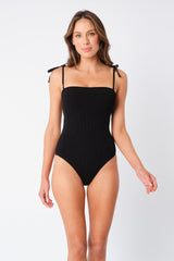 UNE PIECE-Crinkle Cut Strapless One Piece BLACK