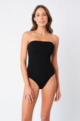UNE PIECE-Crinkle Cut Strapless One Piece BLACK