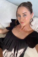 UNE PIECE-Ethereal Frill Top + Shorts Sleep Pyjama Set BLACK