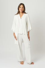 UNE PIECE-Lace Trim Modal Robe IVORY