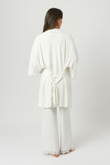 UNE PIECE-Lace Trim Modal Robe IVORY