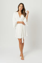 UNE PIECE-Lace Trim Modal Robe IVORY