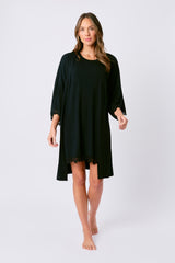 UNE PIECE-Lace Trim Sleep Tee Nightie BLACK