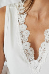 UNE PIECE-Lace Trim V-Neck Nightie IVORY