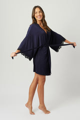 UNE PIECE-Lace Trim V-Neck Nightie NAVY