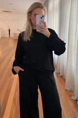 UNE PIECE-Lounge Long Sleeve Crew Neck Top BLACK