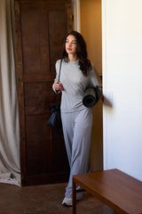 UNE PIECE-Lounge Long Sleeve Crew Neck Top GREY MARLE