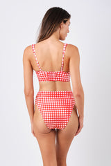 UNE PIECE-Original Bustier Balconette Bikini Bralette RED GINGHAM