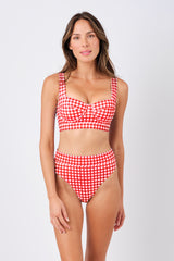 UNE PIECE-Original Bustier Balconette Bikini Bralette RED GINGHAM