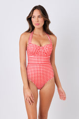 UNE PIECE-Original Bustier Balconette One Piece RED GINGHAM