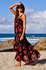 UNE PIECE-Sweetheart Neckline Maxi Dress PLUCKED ROSES