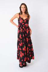 UNE PIECE-Sweetheart Neckline Maxi Dress PLUCKED ROSES