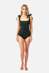 UNE PIECE-Classic Square Neck POLKA NOIR
