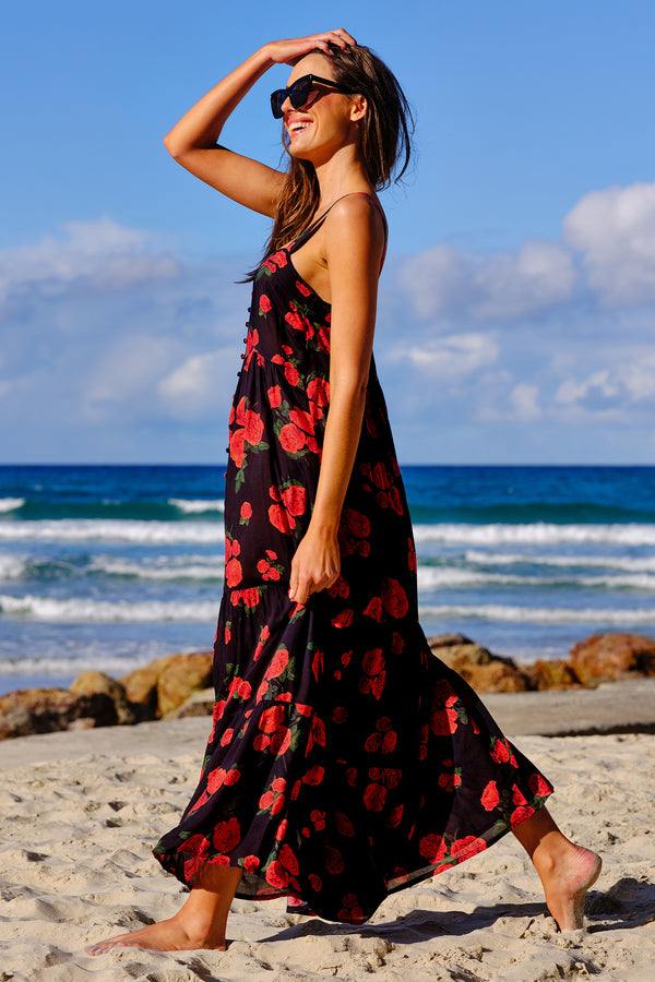 Sweetheart Neckline Maxi Dress PLUCKED ROSES
