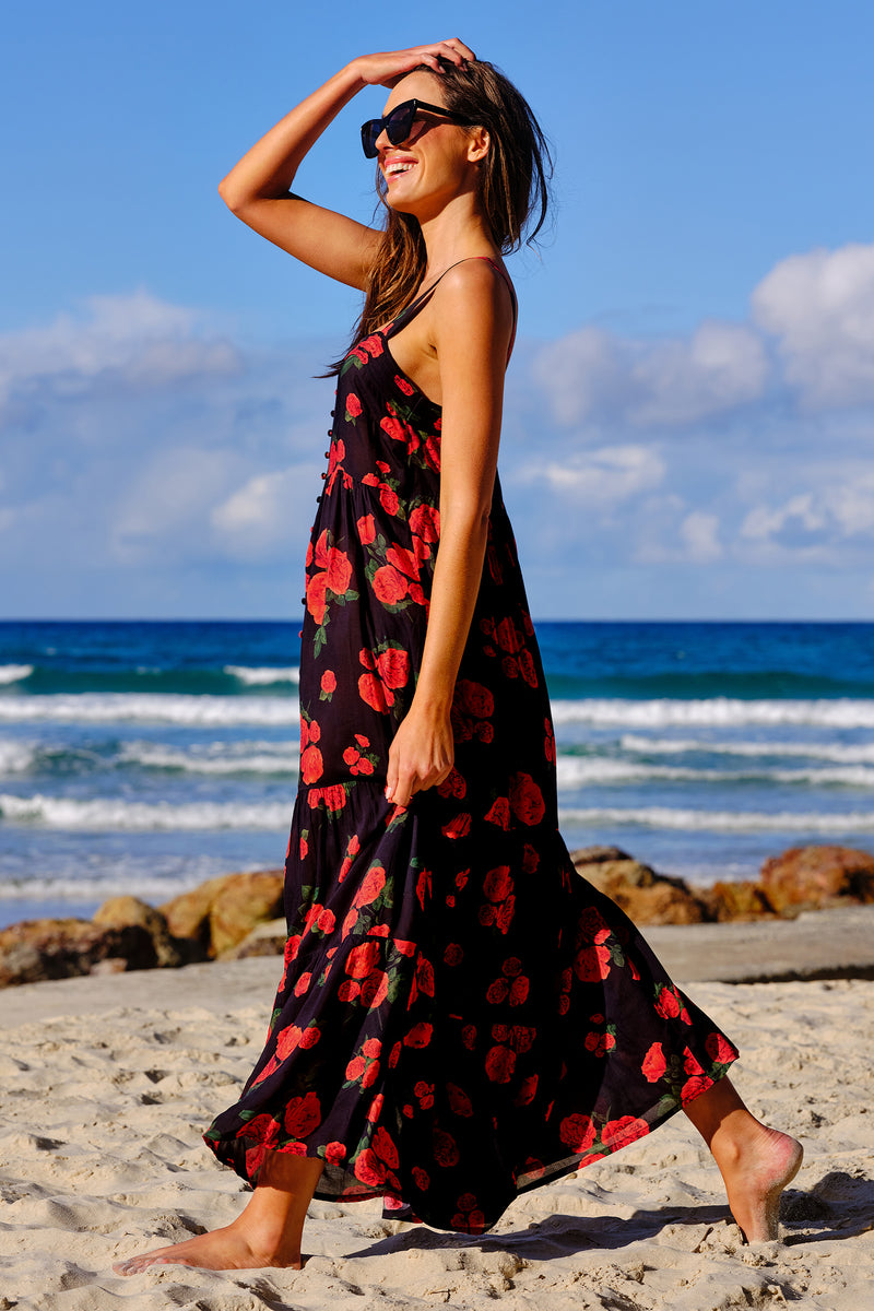 Sweetheart Neckline Maxi Dress PLUCKED ROSES