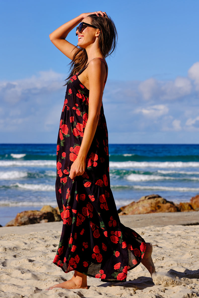 Sweetheart Neckline Maxi Dress PLUCKED ROSES
