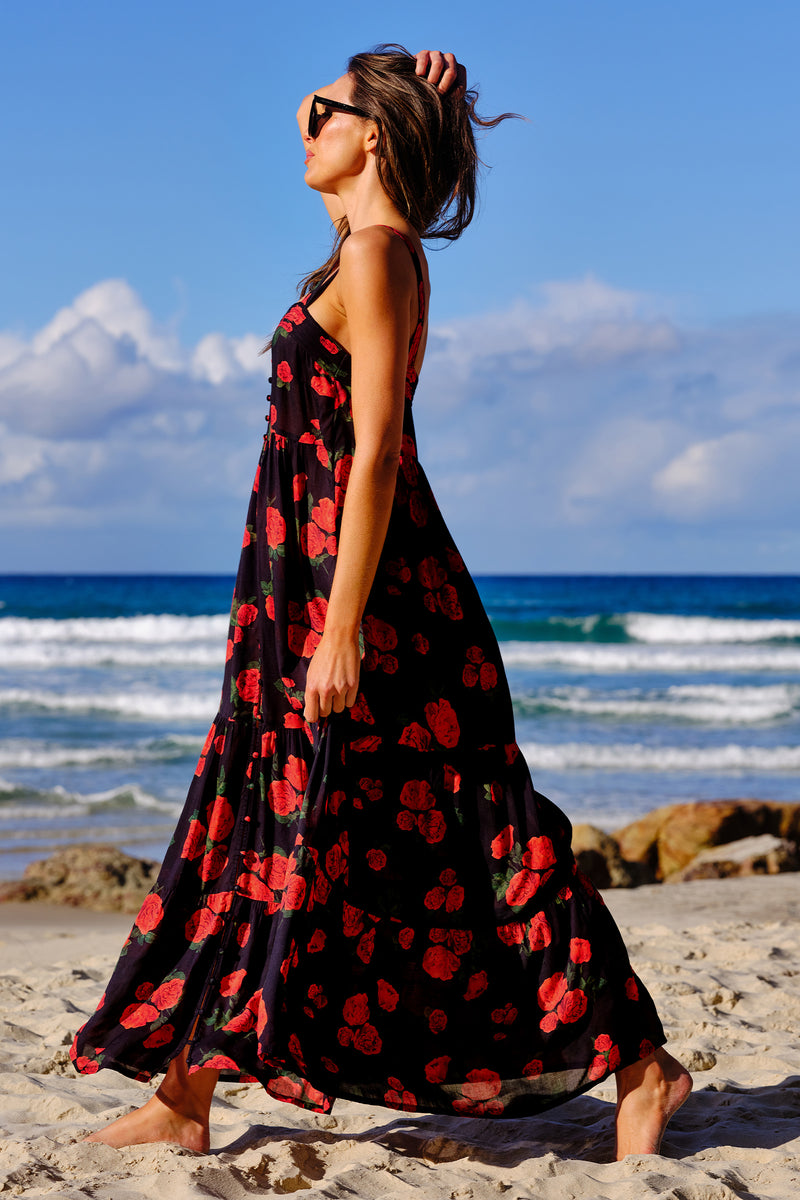 Sweetheart Neckline Maxi Dress PLUCKED ROSES