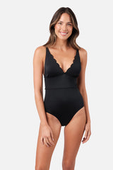 Scalloped Classic One Piece BLACK