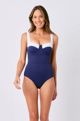 Original Bustier Balconette One Piece NAVY MONOCHROME TEXTURE