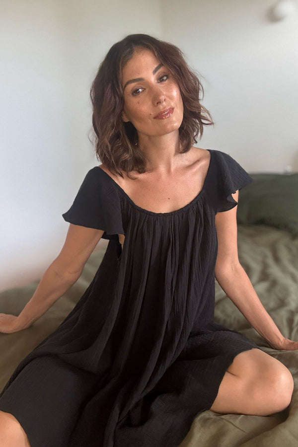 Ethereal Frill Nightie BLACK