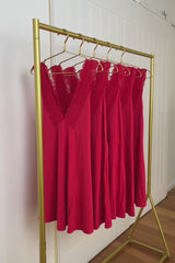 Delicate Lace Trim V-Neck Nightie RED