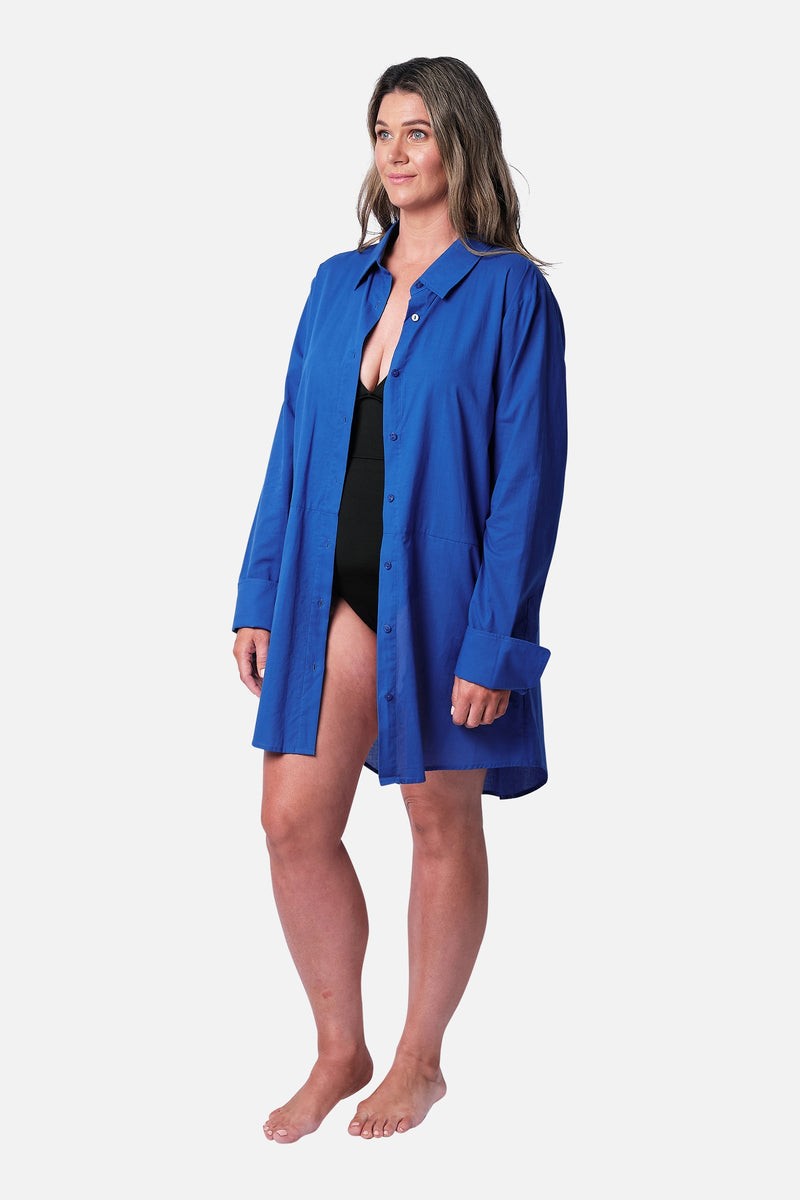 UNE PIECE-Beach Shirt Dress COBALT BLUE