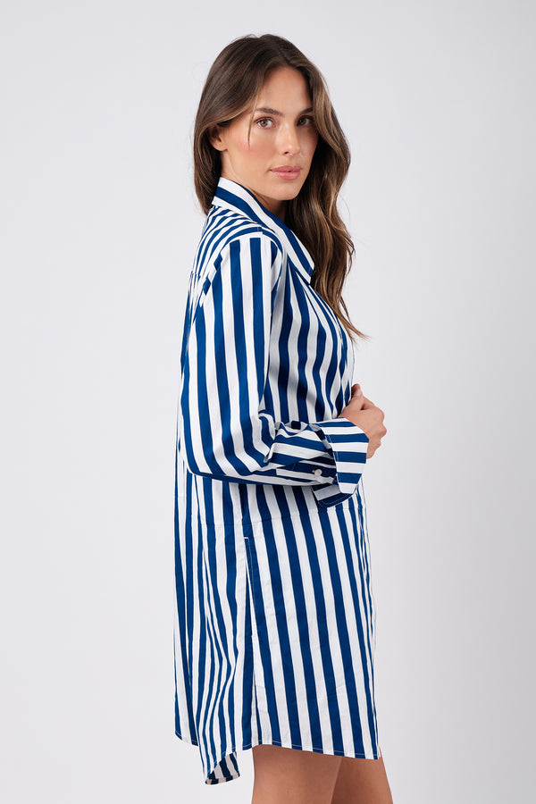 UNE PIECE-Beach Shirt Dress HAMPTONS STRIPE NAVY