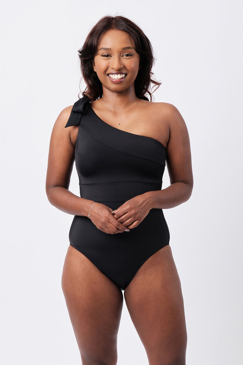 Ameri BUMPY PUFF SHOULDER SWIMWEAR ブラック Classic One Shoulder BLACK – UNE PIECE US
