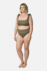 UNE PIECE-Classic Square Neck Bikini Bralette KHAKI TEXTURE