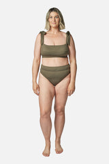 UNE PIECE-Classic Square Neck Bikini Bralette KHAKI TEXTURE