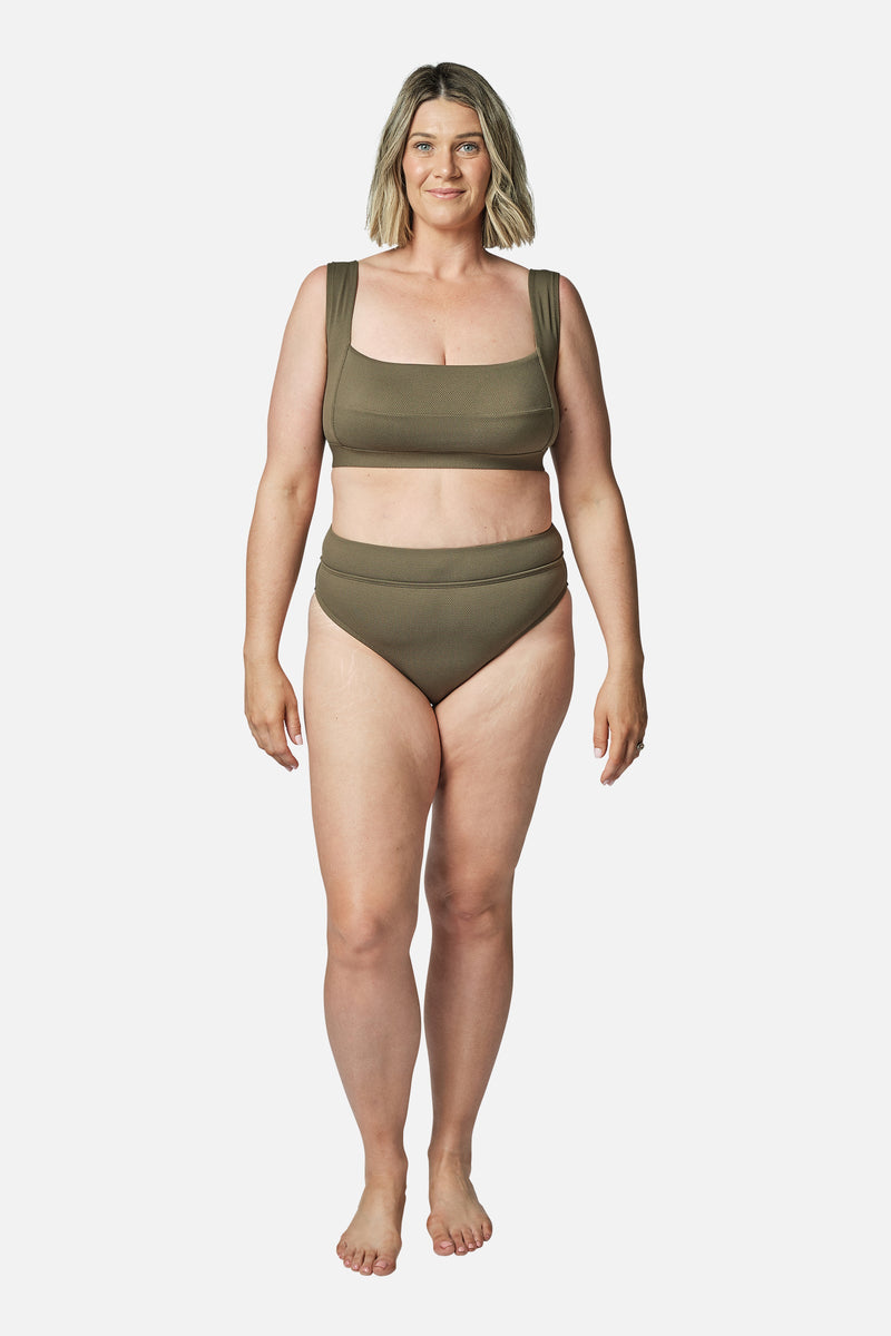 UNE PIECE-Classic Square Neck Bikini Bralette KHAKI TEXTURE