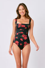 UNE PIECE-Classic Square Neck PLUCKED ROSES