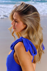 UNE PIECE-Crinkle Cut Square Neck One Piece COBALT BLUE