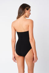 UNE PIECE-Crinkle Cut Strapless One Piece BLACK