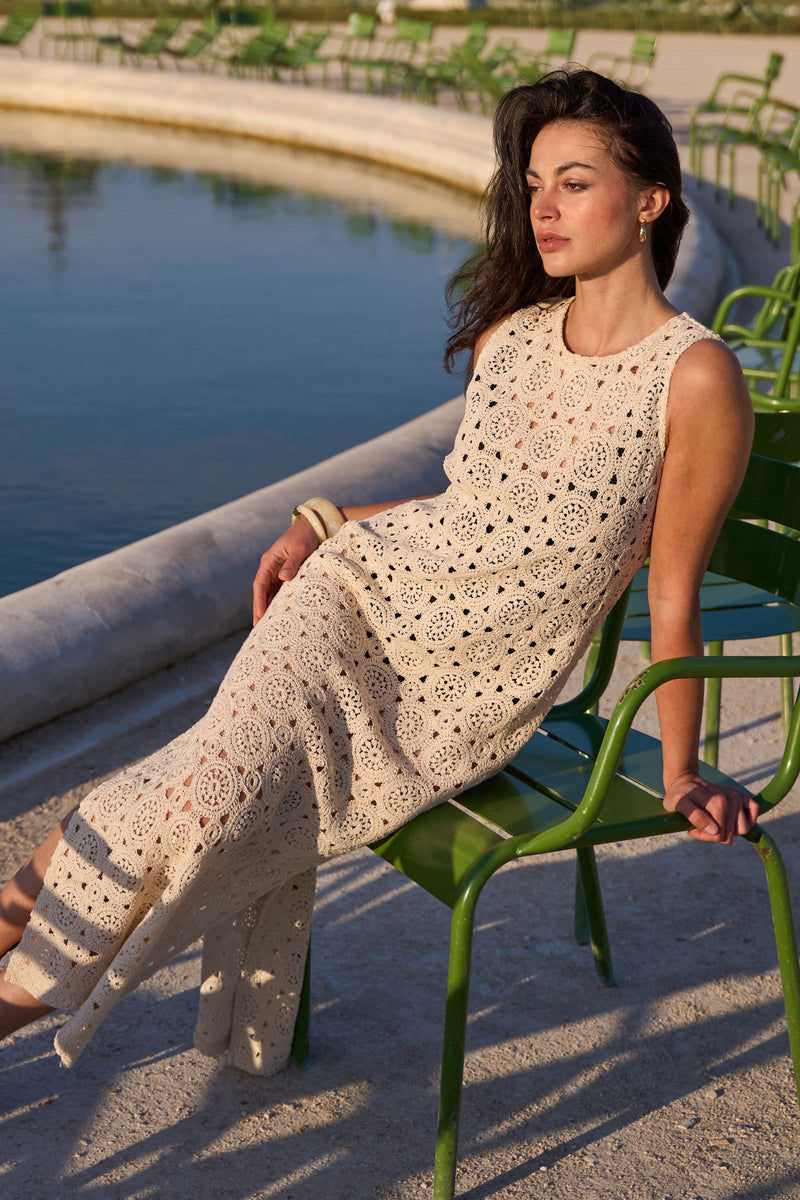 Crochet Dress OATMEAL – UNE PIECE AT